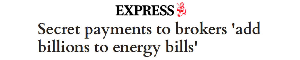 Business Energy Claims Scandal Reported by the Express Newspaper Headline
