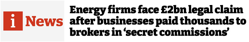 Business Energy Claims Scandal Reported by i News Newspaper Headline