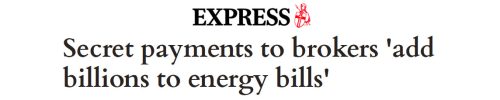 Business Energy Claims Scandal Reported by the Express Newspaper Headline